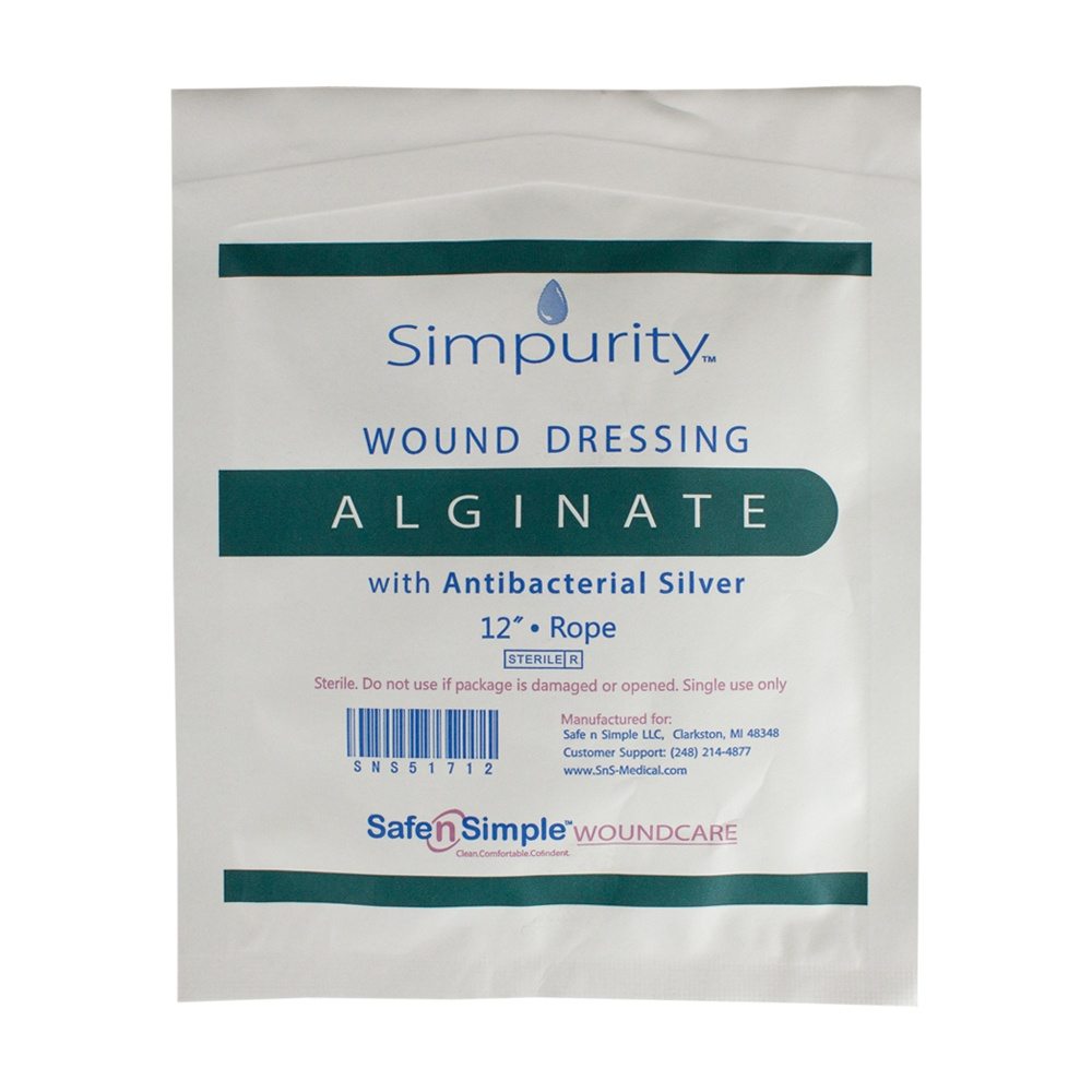 antimicrobial wound dressing Simpurity Alginate Wound Dressing with Antimicrobial Silver rope, 1