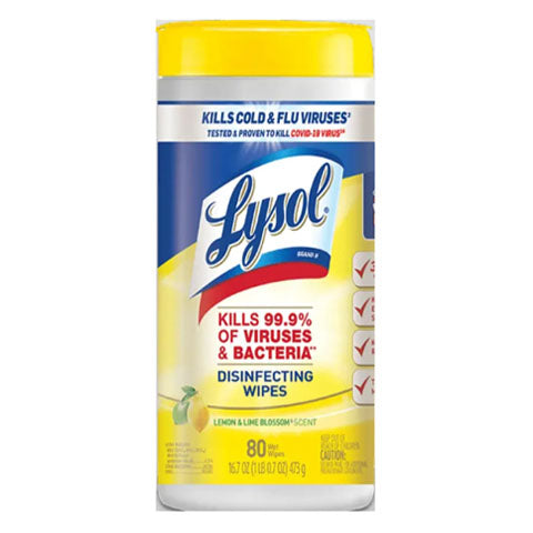 Lysol Disinfecting Wipes Lemon & Lime 80 cloths/canister freeshipping - Evergreen International Group (EIGShop)