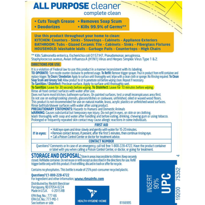 Lysol All Purpose Cleaner Spray Lemon Breeze 64oz 2 pack (BC-8001LYS-APC-LEMON-64-2) freeshipping - Evergreen International Group (EIGShop)
